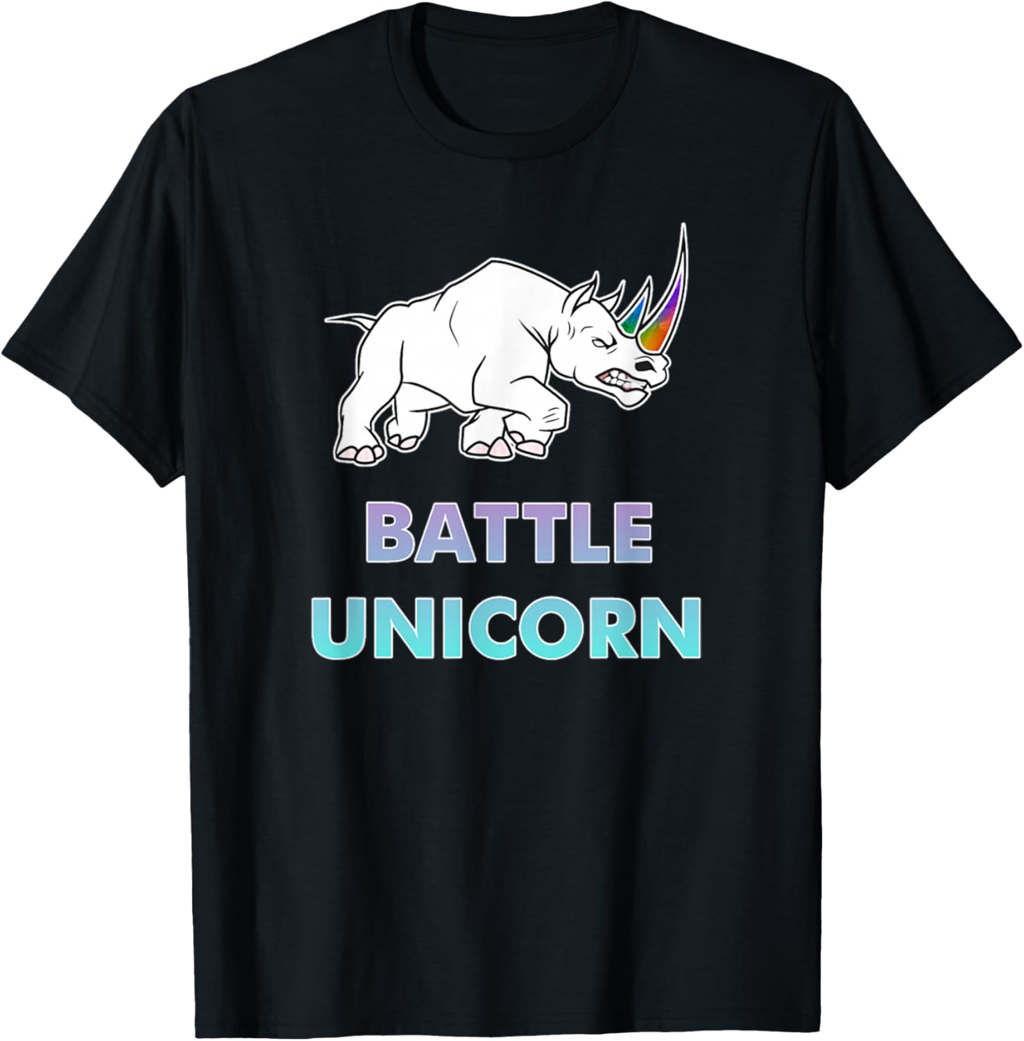 Battle Unicorn Rainbow Rhinos T-Shirt - T-Shirt | Black