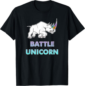 Battle Unicorn Rainbow Rhinos T-Shirt - T-Shirt | Black