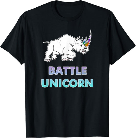 Battle Unicorn Rainbow Rhinos T-Shirt - T-Shirt | Black
