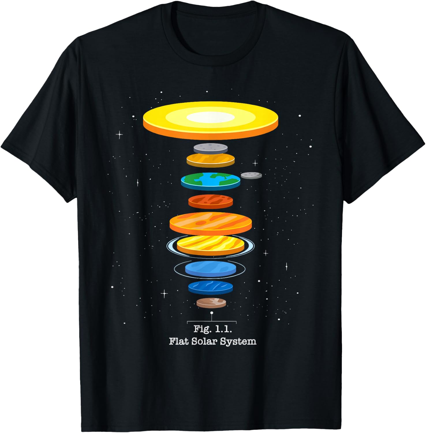 Flat Earth Theory Space Astronomy Science Flat Solar System T-Shirt - T-Shirt | Black
