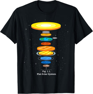 Flat Earth Theory Space Astronomy Science Flat Solar System T-Shirt - T-Shirt | Black