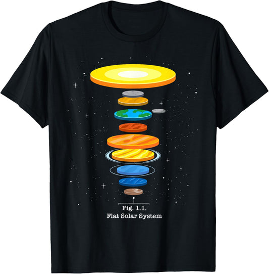 Flat Earth Theory Space Astronomy Science Flat Solar System T-Shirt - T-Shirt | Black