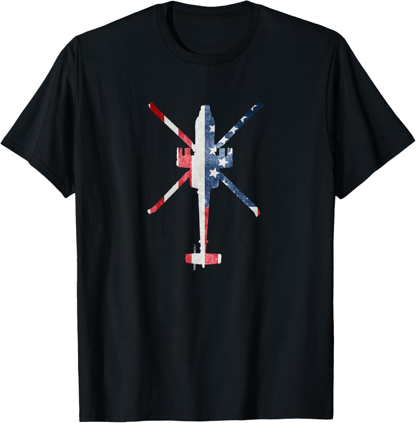 AH-64 Apache American Flag Military Gunship T-Shirt - T-Shirt | Black