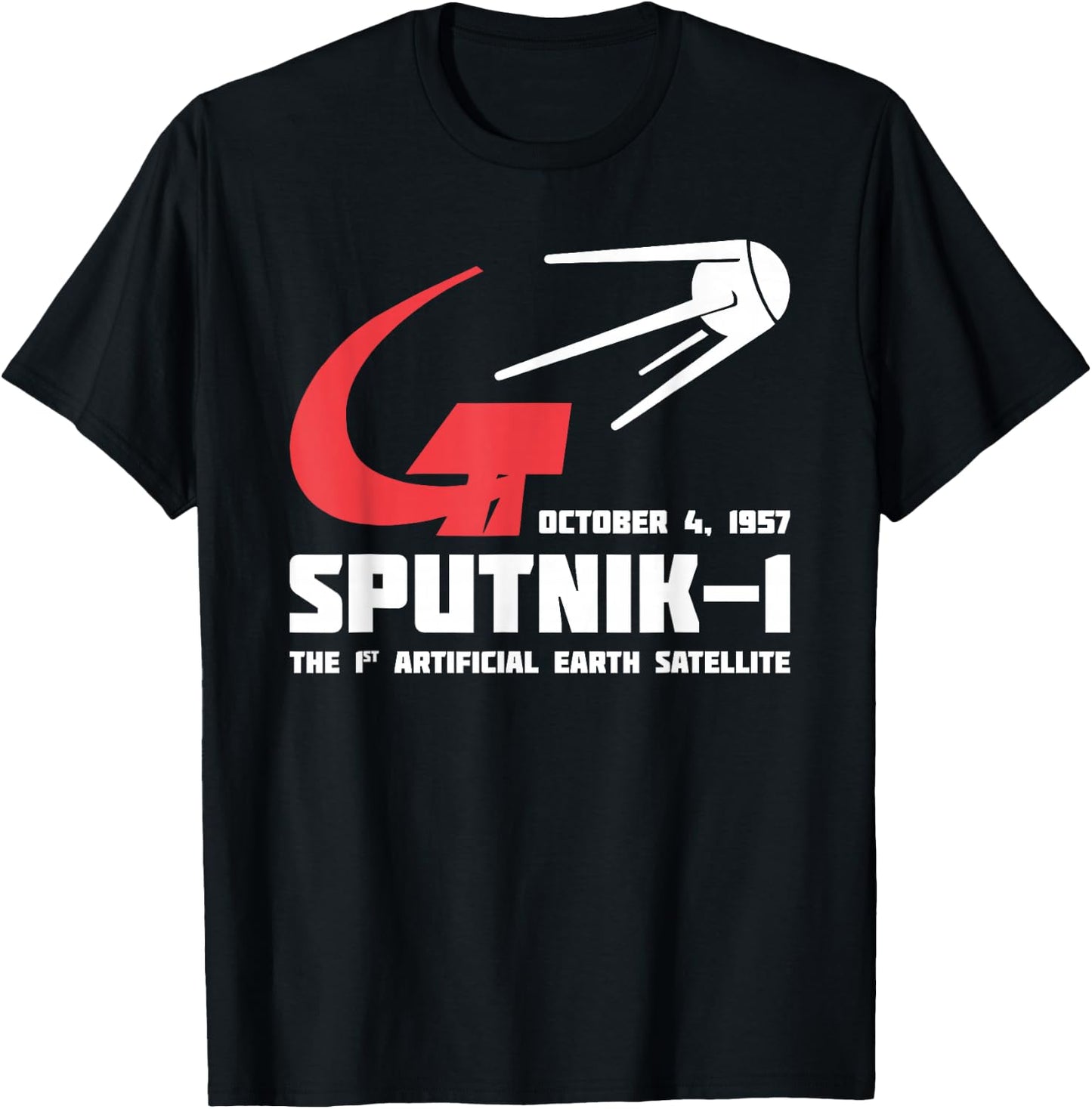 Sputnik Soviet Space Flight USSR Soviet Union Propaganda T-Shirt - T-Shirt | Black