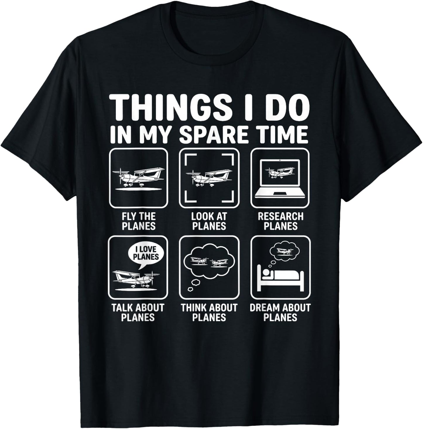 Funny Things I do in My Spare Time Planes Pilot Aviation T-Shirt - T-Shirt | Black