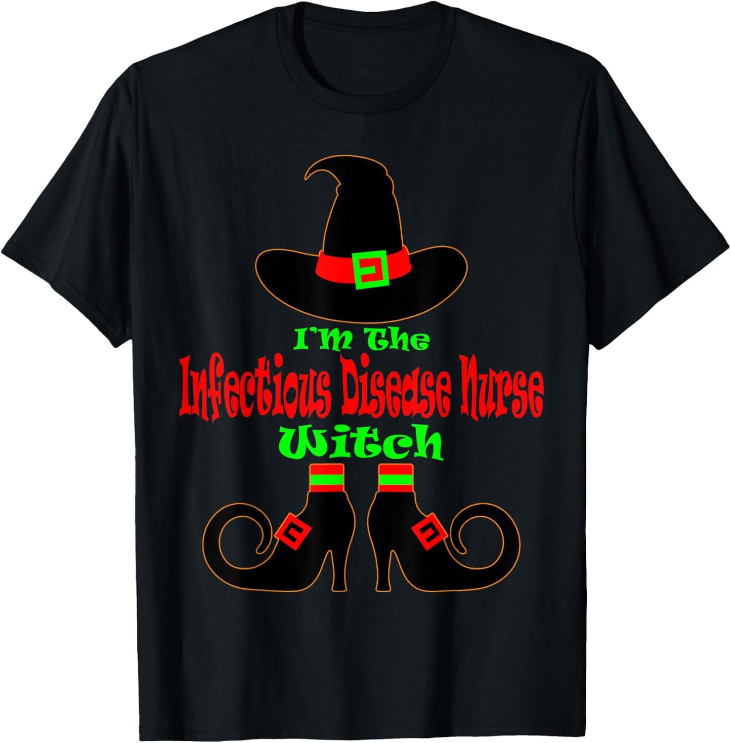 Infectious Disease Nurse Shirt Halloween Witch Hat Nursing T-Shirt - T-Shirt | Black