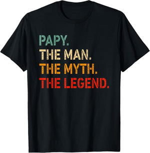 PAPY The Man The Myth The Legend Shirt Funny Idea PAPY T-Shirt - T-Shirt | Black