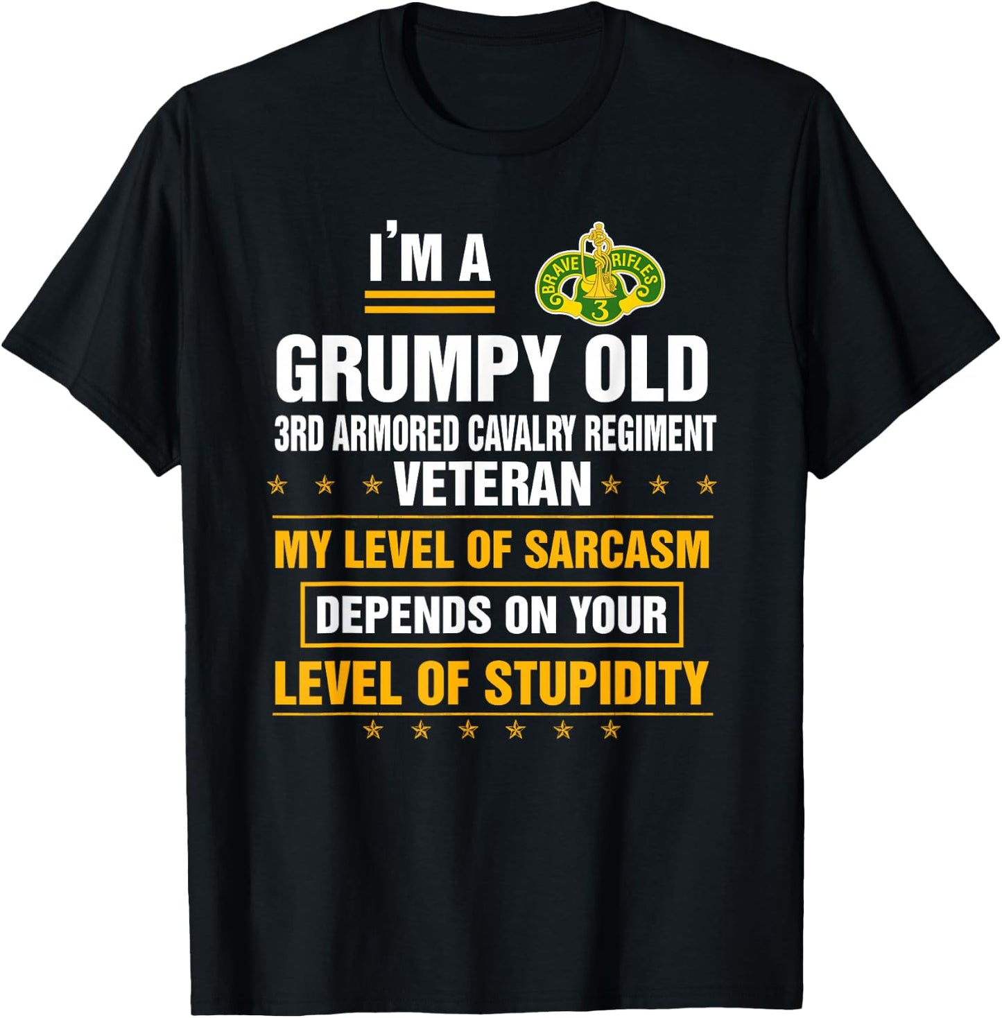 Grumpy Old 3rd Armored Cavalry Regiment Veteran Funny Xmas T-Shirt - T-Shirt | Black