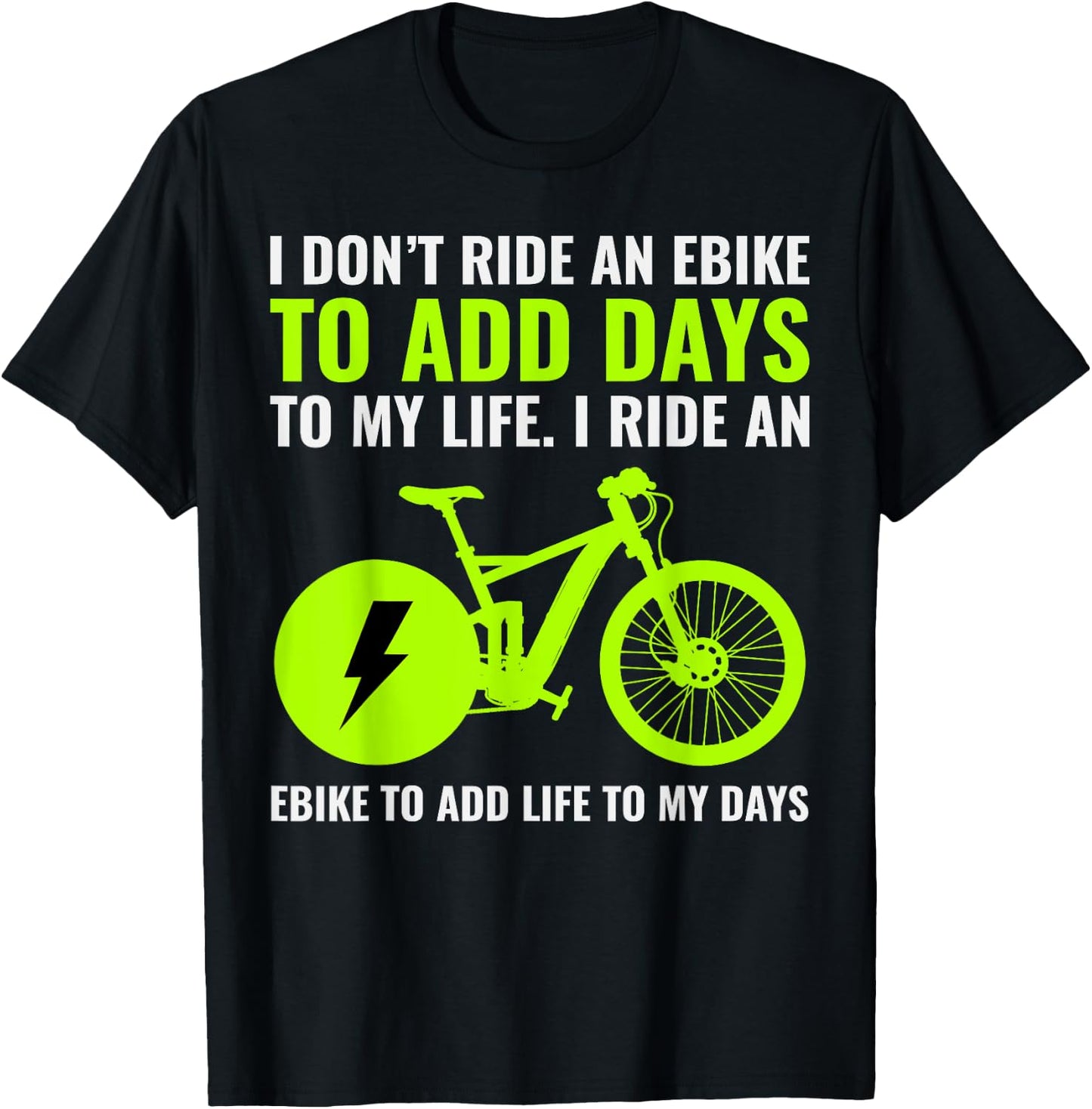 E-Bike Electric-Bike E-Cyclist Bicycling Rider Bicycle Lover T-Shirt - T-Shirt | Black