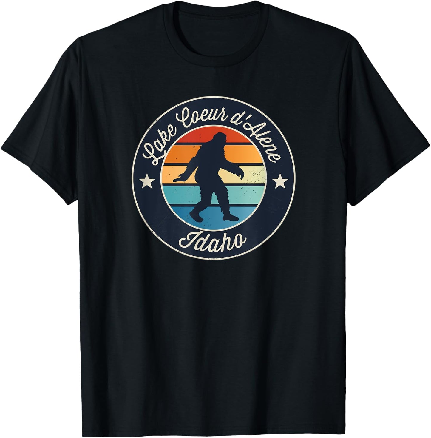 Lake Coeur d'Alene Idaho Sasquatch Souvenir T-Shirt - T-Shirt | Black