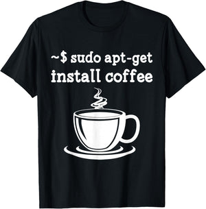 Linux Sudo Apt-Get Install Coffee Linux T-Shirt - T-Shirt | Black