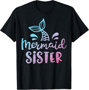 Mermaid Sister Funny Girls Women Family Matching Birthday T-Shirt - T-Shirt | Black