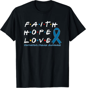 Faith Hope Love Huntington's Disease Awareness T-Shirt - T-Shirt | Black