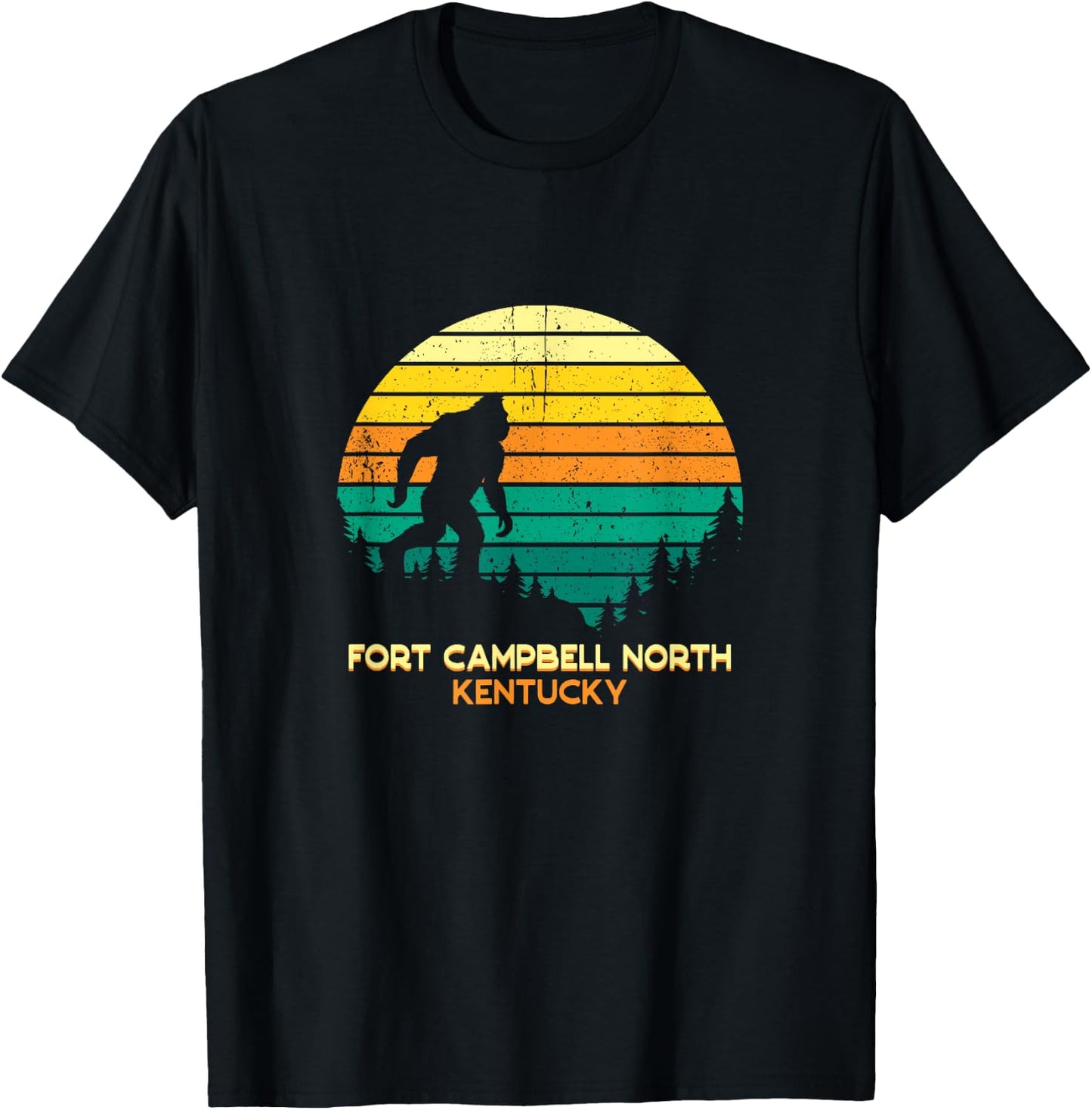 Retro Fort Campbell North, Kentucky Bigfoot Souvenir T-Shirt - T-Shirt | Black