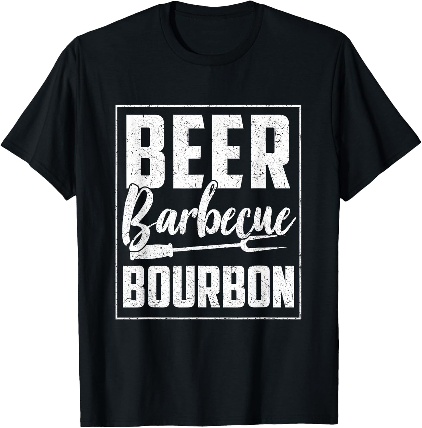 Funny Barbecue Beer Bourbon Graphic Women Men Meat Smoking T-Shirt - T-Shirt | Black