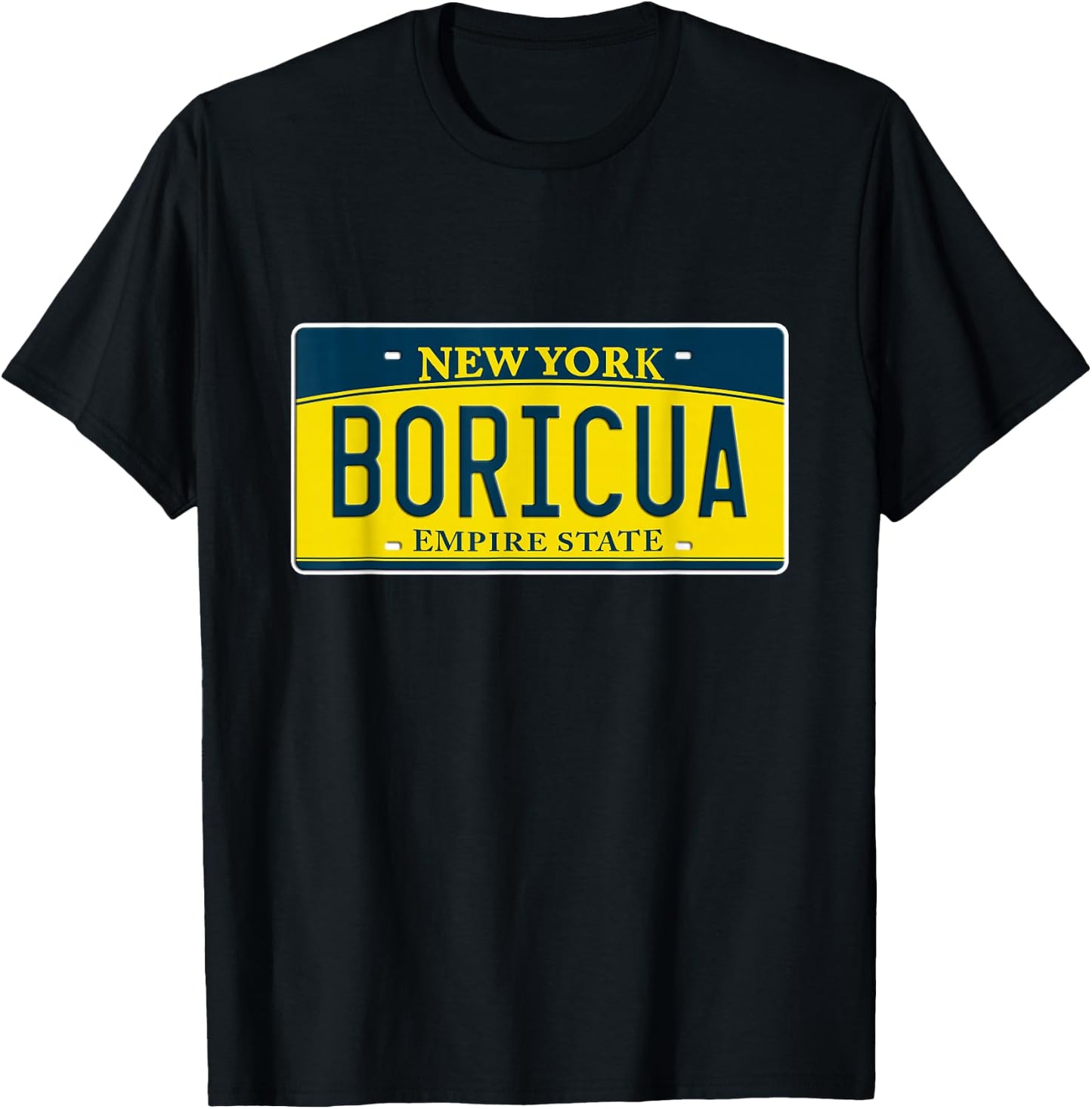 Boricua Nuyorican Puerto Rican NY New York US License Plate T-Shirt - T-Shirt | Black