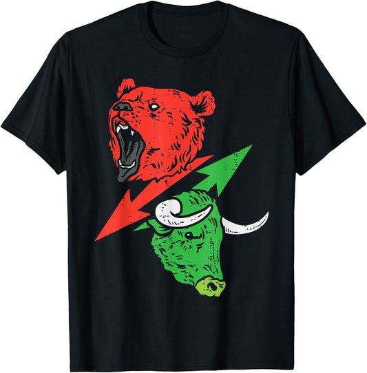 Bear And Bull Bearish Bullish Stocks Crypto Trading Trader T-Shirt - T-Shirt | Black