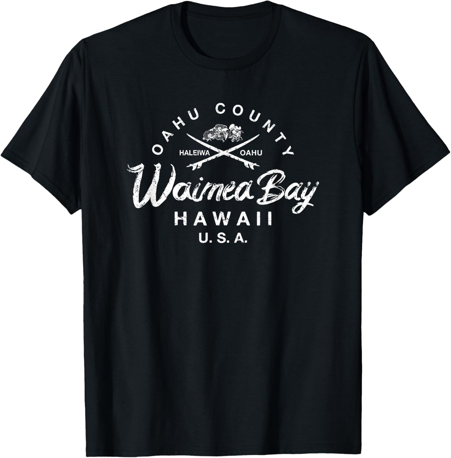 Waimea Bay North Shore Oahu Haleiwa Vintage T-Shirt - T-Shirt | Black