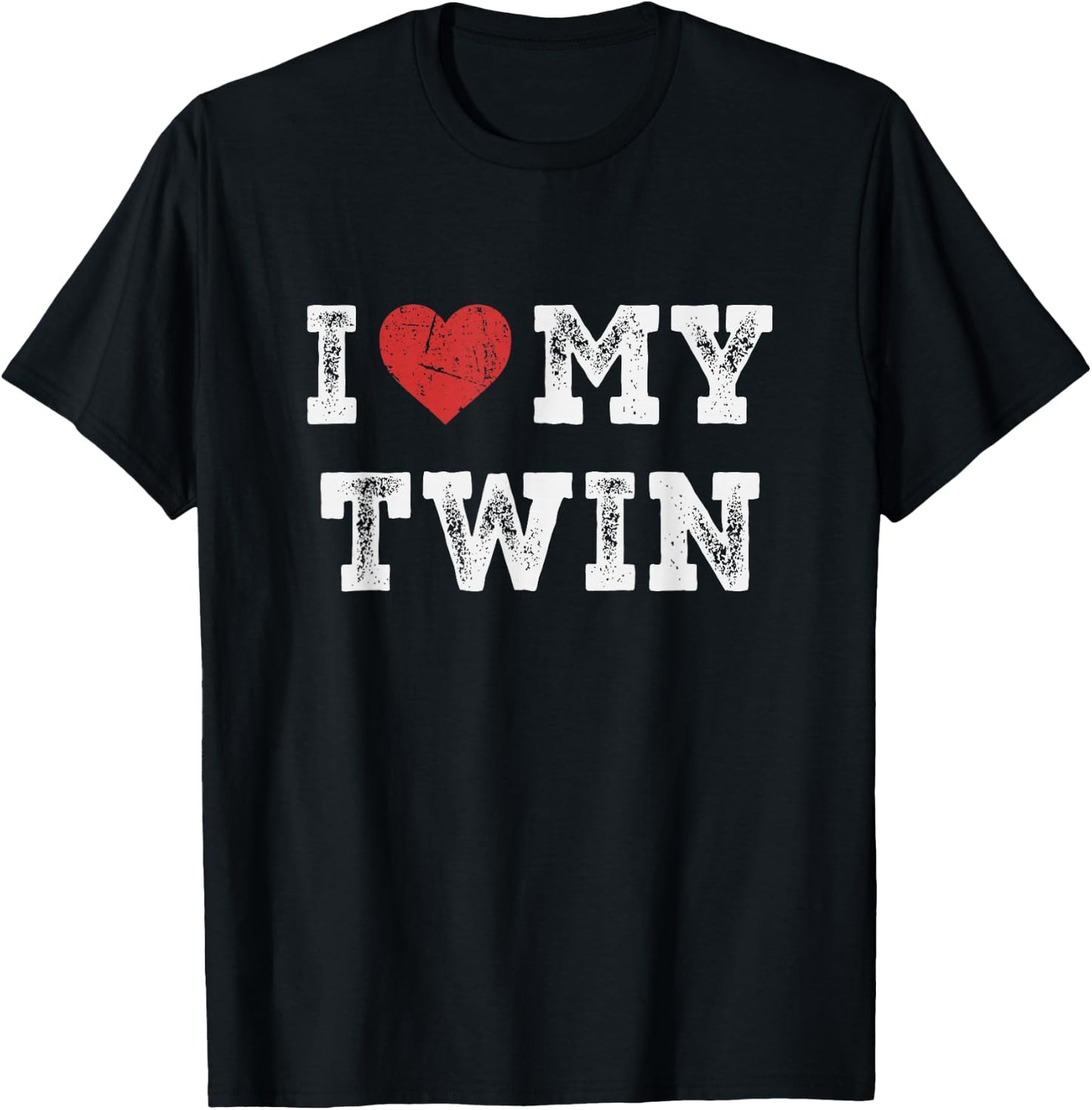 I Love My Twin - I Heart My Twin Funny T-Shirt - T-Shirt | Black