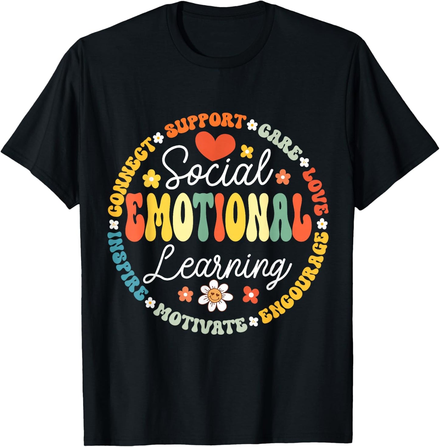 Social Emotional Learning Heart Counselor Teacher SEL Day T-Shirt - T-Shirt | Black