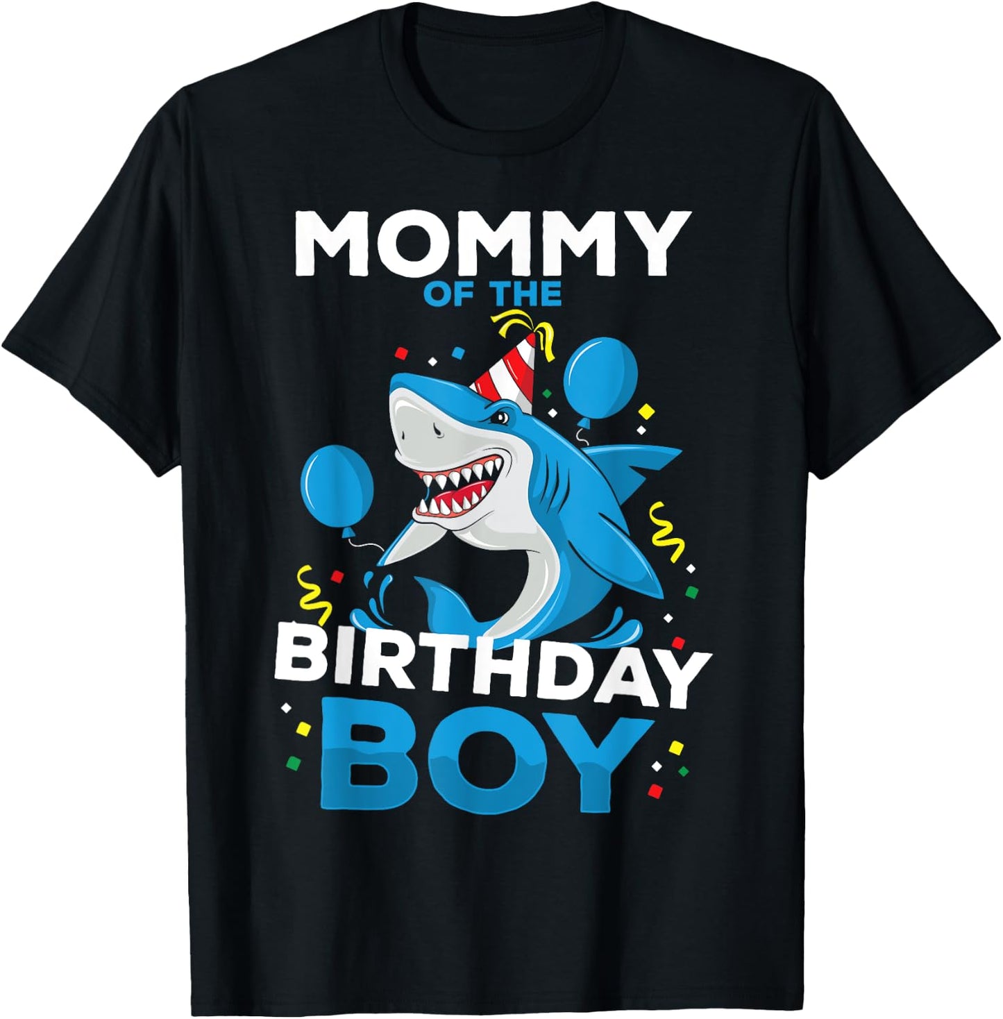 Mommy of The Birthday Boy Shark Ocean Theme Matching Family T-Shirt - T-Shirt | Black