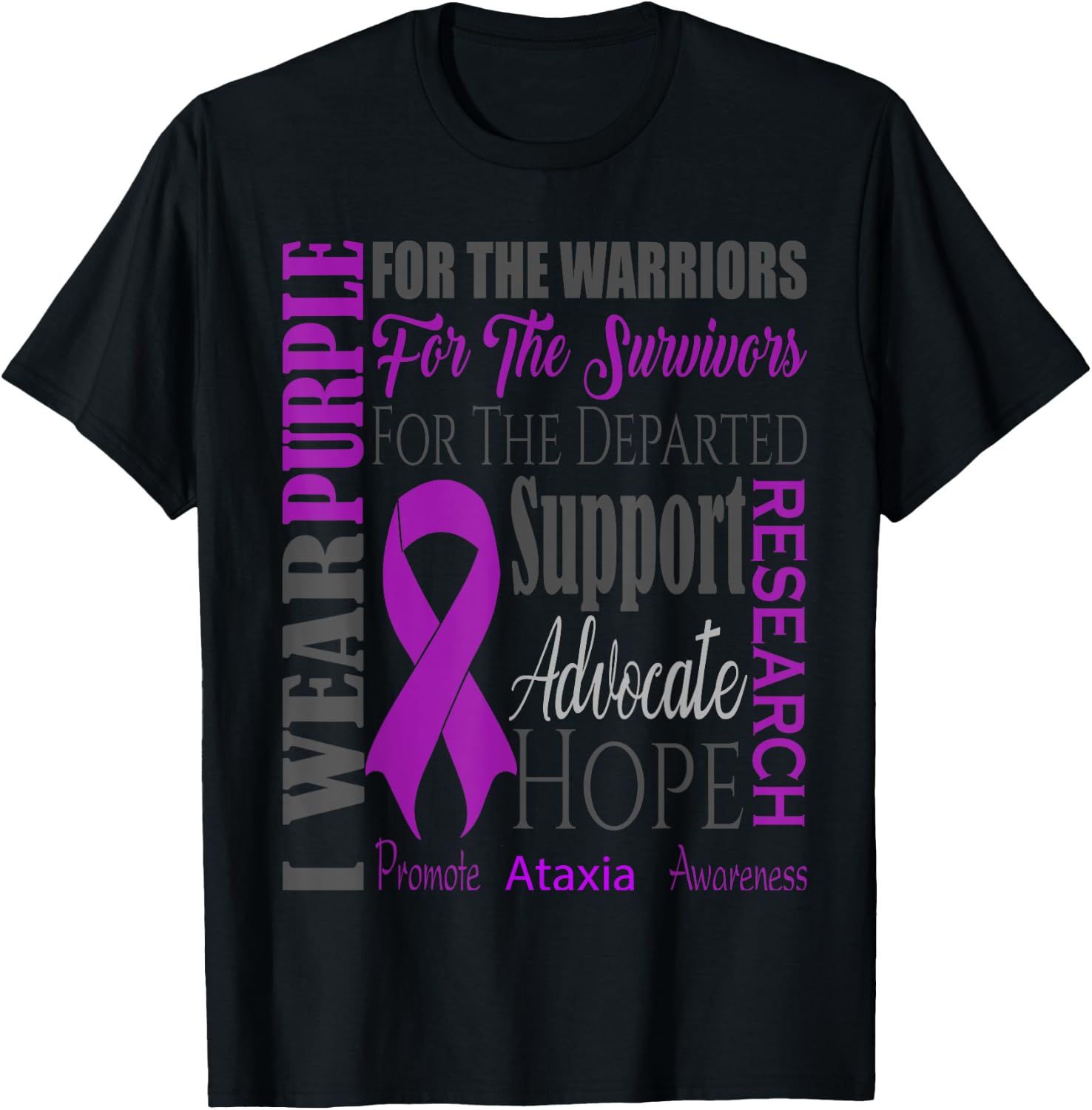 Ataxia Neurological Sickness Awareness for Warriors Fighters T-Shirt - T-Shirt | Black