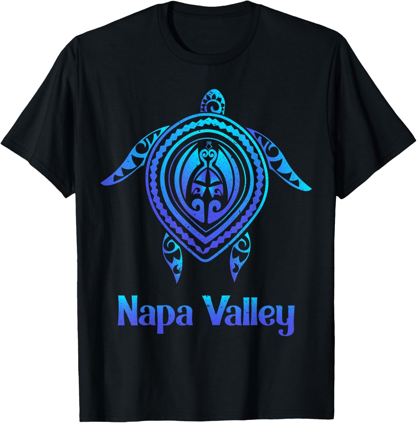 Napa Valley California CA Souvenirs Blue Sea Turtle Tribal T-Shirt - T-Shirt | Black