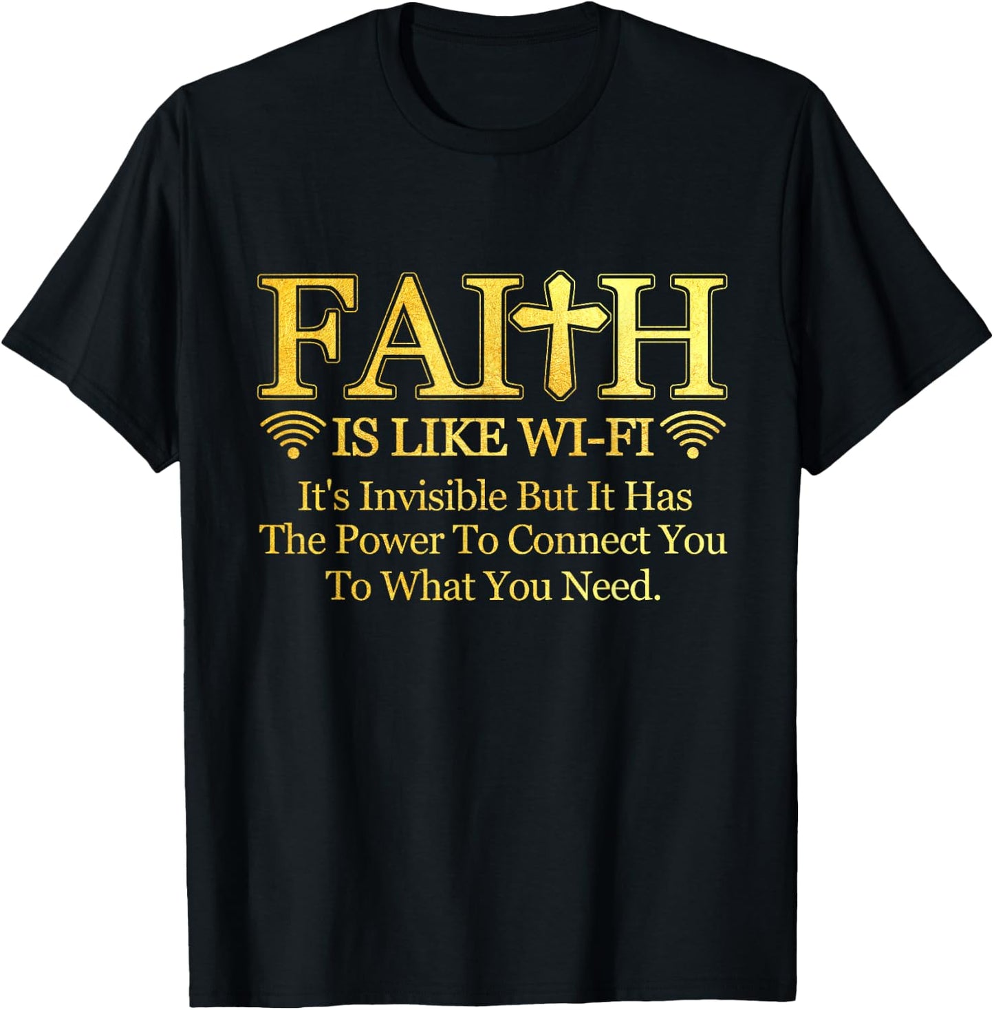 Faith Is Like Wi-fi Definition Christian Pastoral Quote T-Shirt - T-Shirt | Black