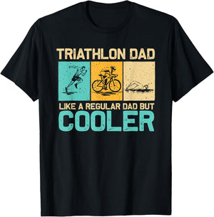 Funny Triathlon Design Dad Swim Bike Run Triathletes T-Shirt - T-Shirt | Black