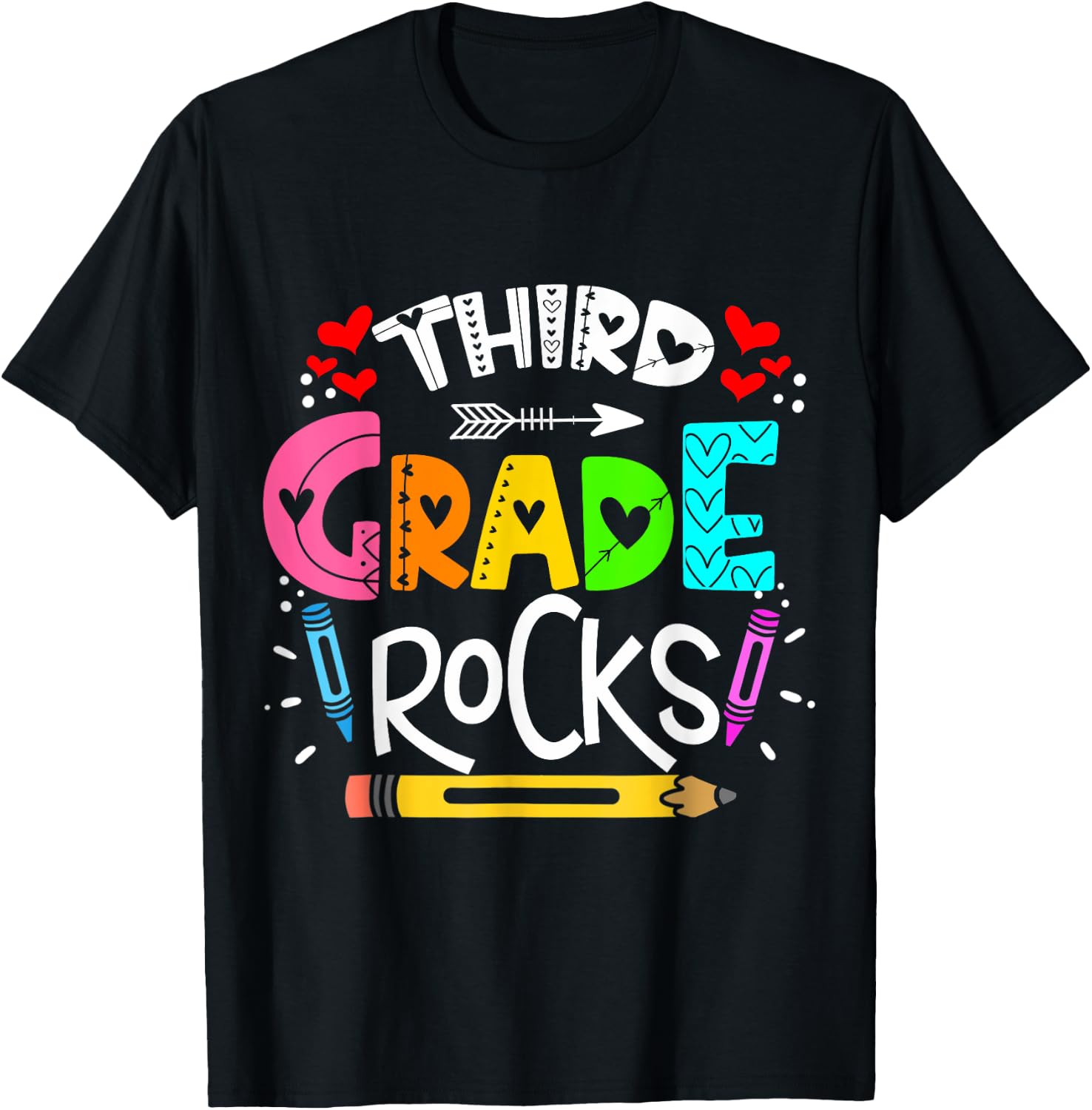 3rd Grade Rocks Rocking 3rd Grade Teacher T-Shirt - T-Shirt | Black