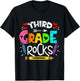 3rd Grade Rocks Rocking 3rd Grade Teacher T-Shirt - T-Shirt | Black