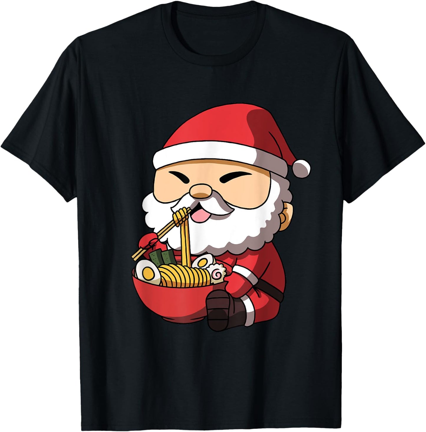 Kawaii Anime Christmas Santa Claus Japanese Ramen T-Shirt - T-Shirt | Black