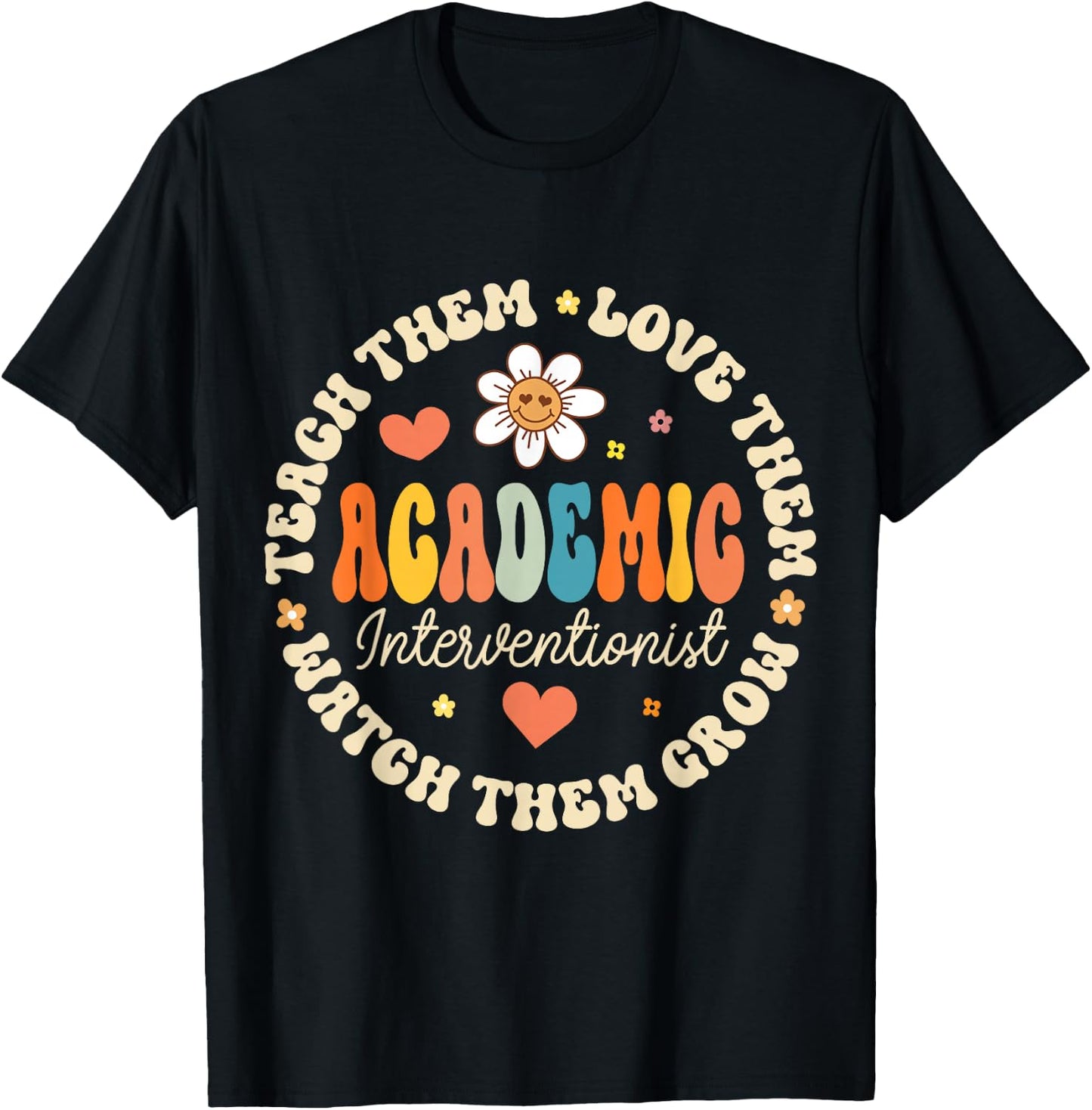 Academic Interventionist Reading Math Title One Teacher Crew T-Shirt - T-Shirt | Black