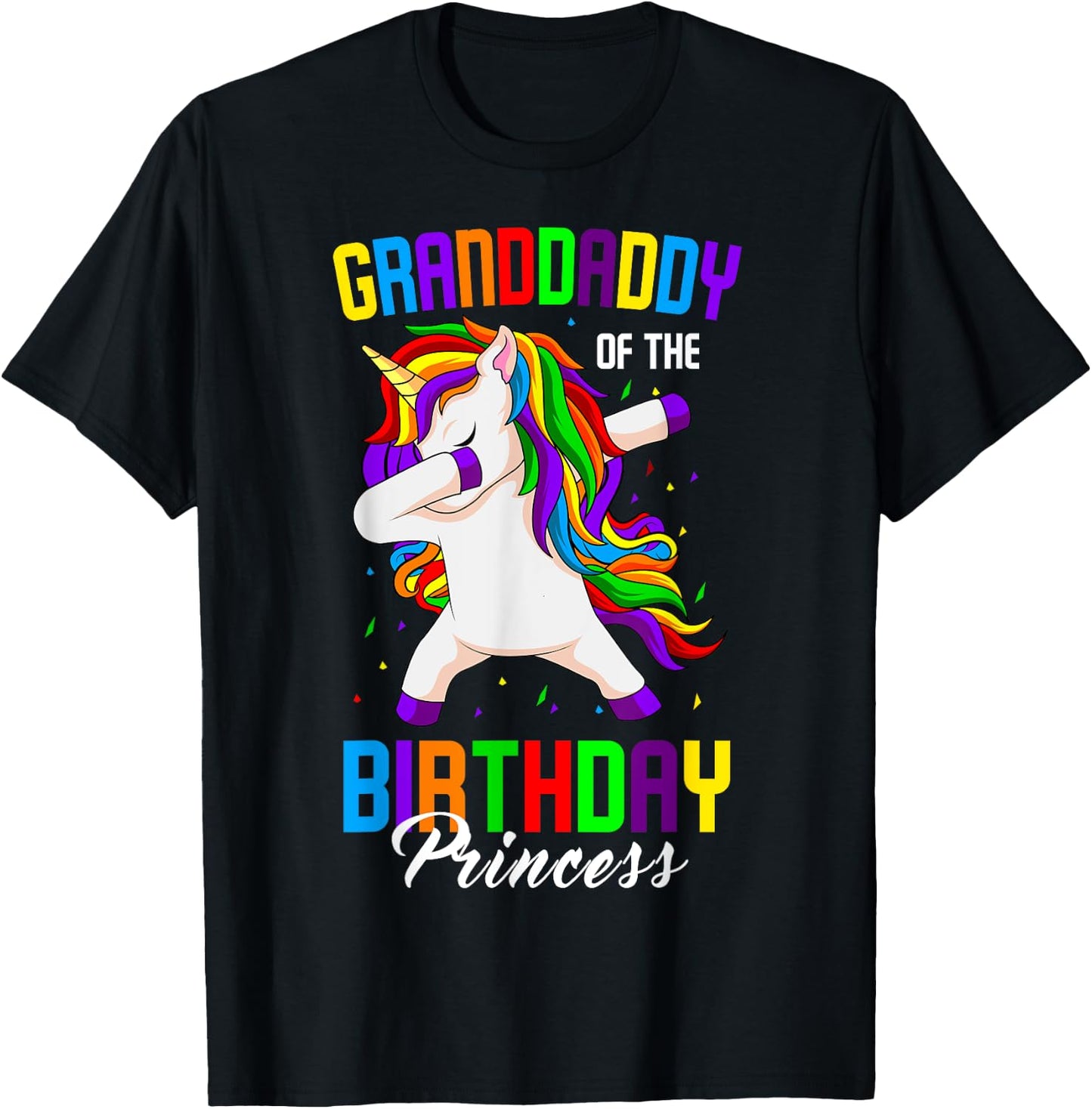 Granddaddy of the Birthday Princess Unicorn Dabbing Party T-Shirt - T-Shirt | Black