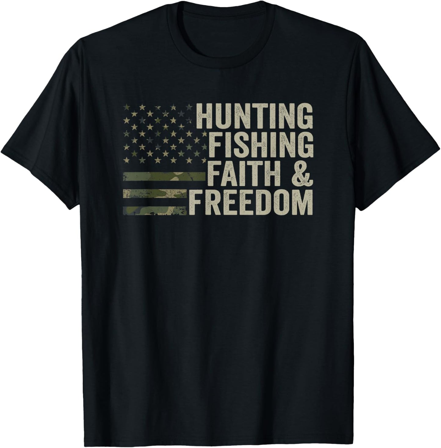 Hunting Fishing Faith & Freedom - Funny Hunter Fisherman T-Shirt - T-Shirt | Black