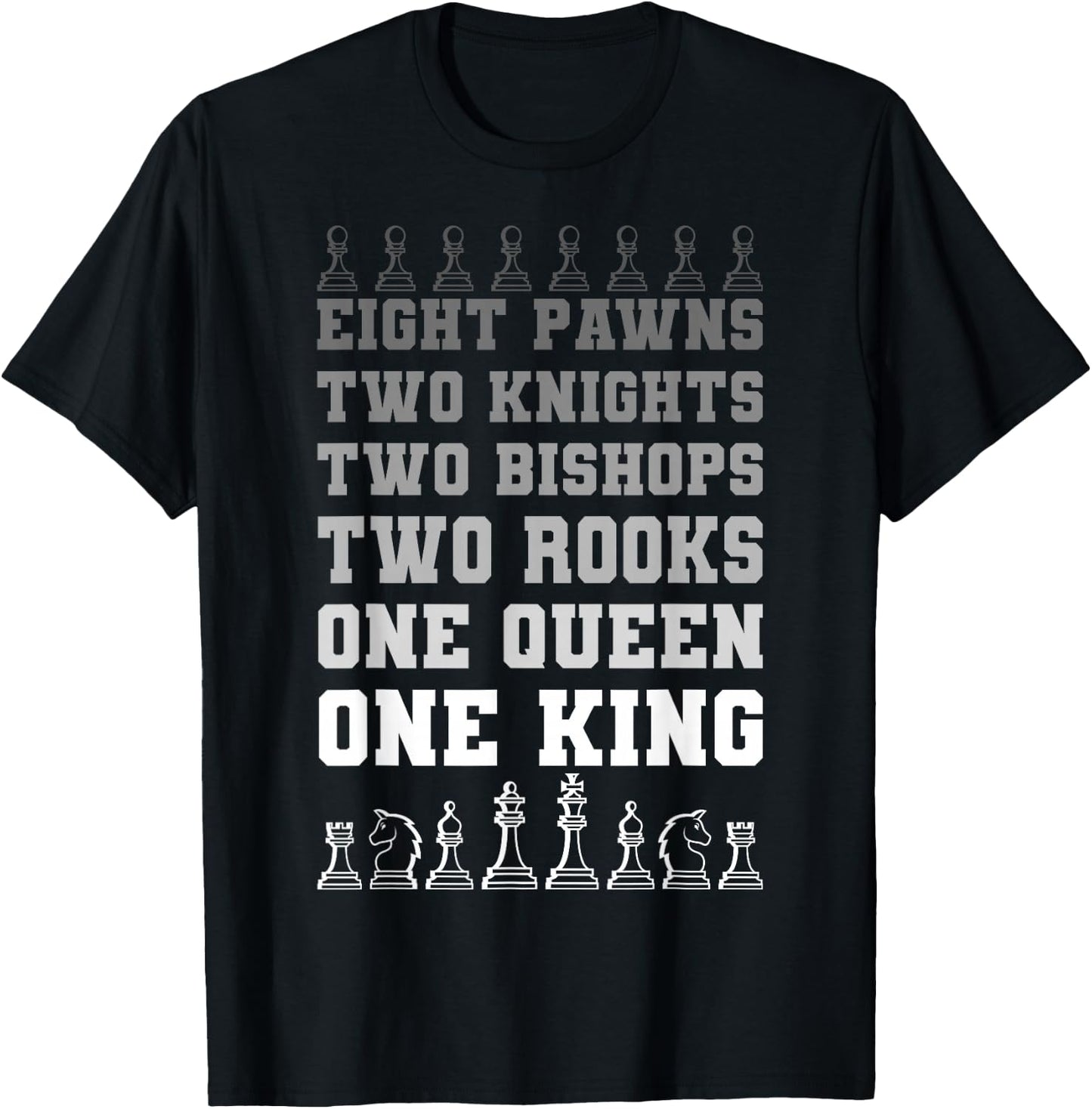 Chess Players Queen King Rook Pawns Horse Bishop Boardgame T-Shirt - T-Shirt | Black
