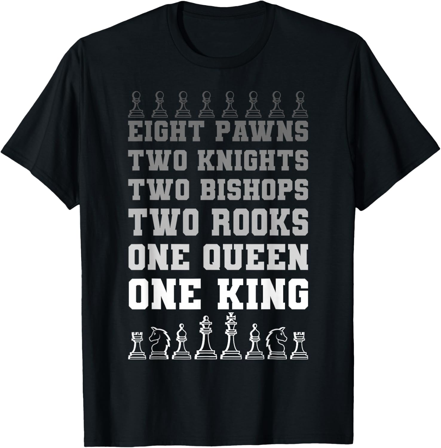 Chess Players Queen King Rook Pawns Horse Bishop Boardgame T-Shirt - T-Shirt | Black