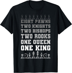 Chess Players Queen King Rook Pawns Horse Bishop Boardgame T-Shirt - T-Shirt | Black