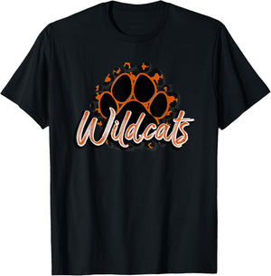 Wildcats Orange Black Cheetah School Sports Fan Team Spirit T-Shirt - T-Shirt | Black