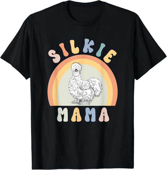 Silkie Mama Silky Chicken Mom Farm Animal Lovers T-Shirt - T-Shirt | Black
