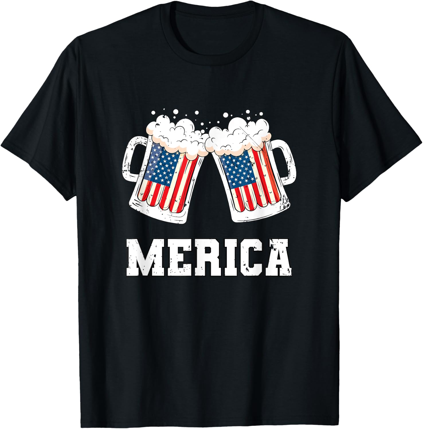 4th of July Merica Shirt Cheers American Beer Drinking Squad T-Shirt - T-Shirt | Black