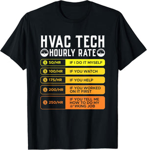 Hvac Technician Hourly Rate T Shirt I Air Conditioner Wiring T-Shirt - T-Shirt | Black