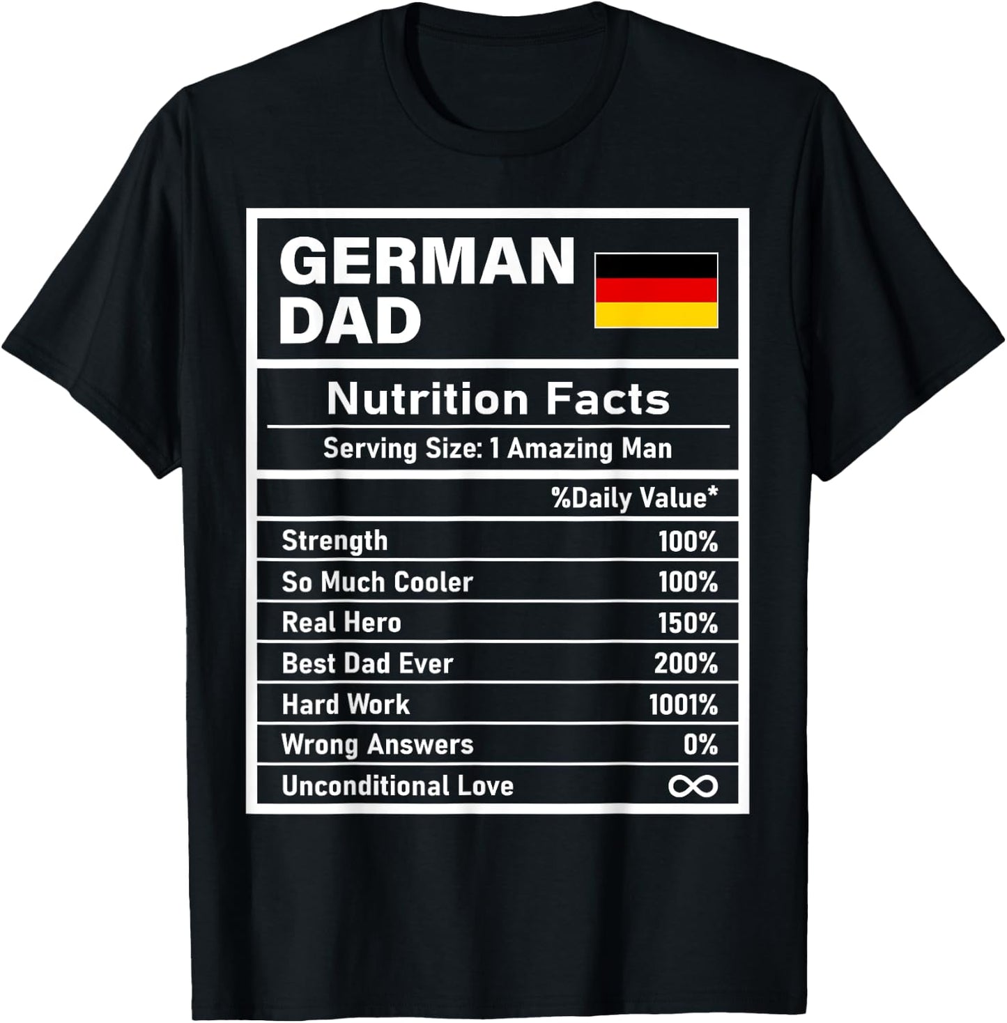 German Dad Nutrition Facts Father's Day National Heritage T-Shirt - T-Shirt | Black