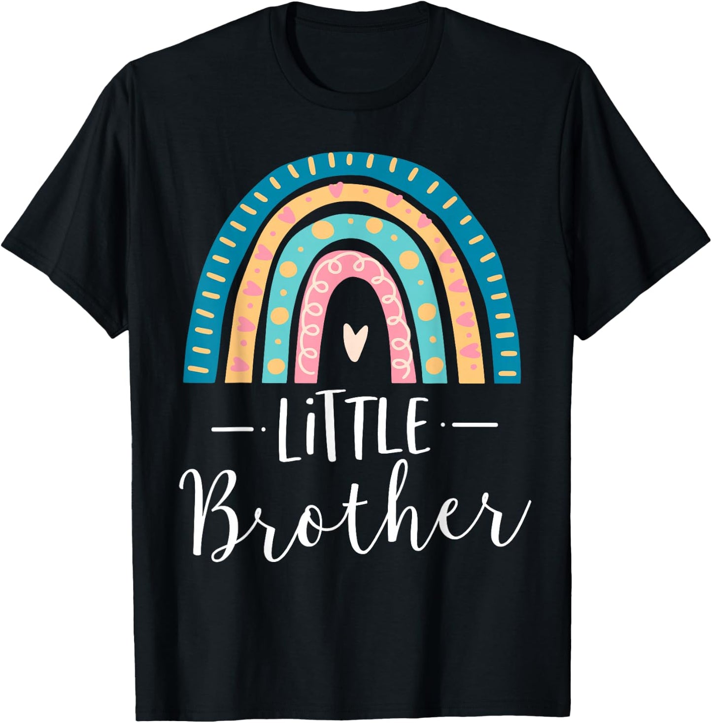 Little Brother Rainbow Sibling Gift Family Matching Birthday T-Shirt - T-Shirt | Black
