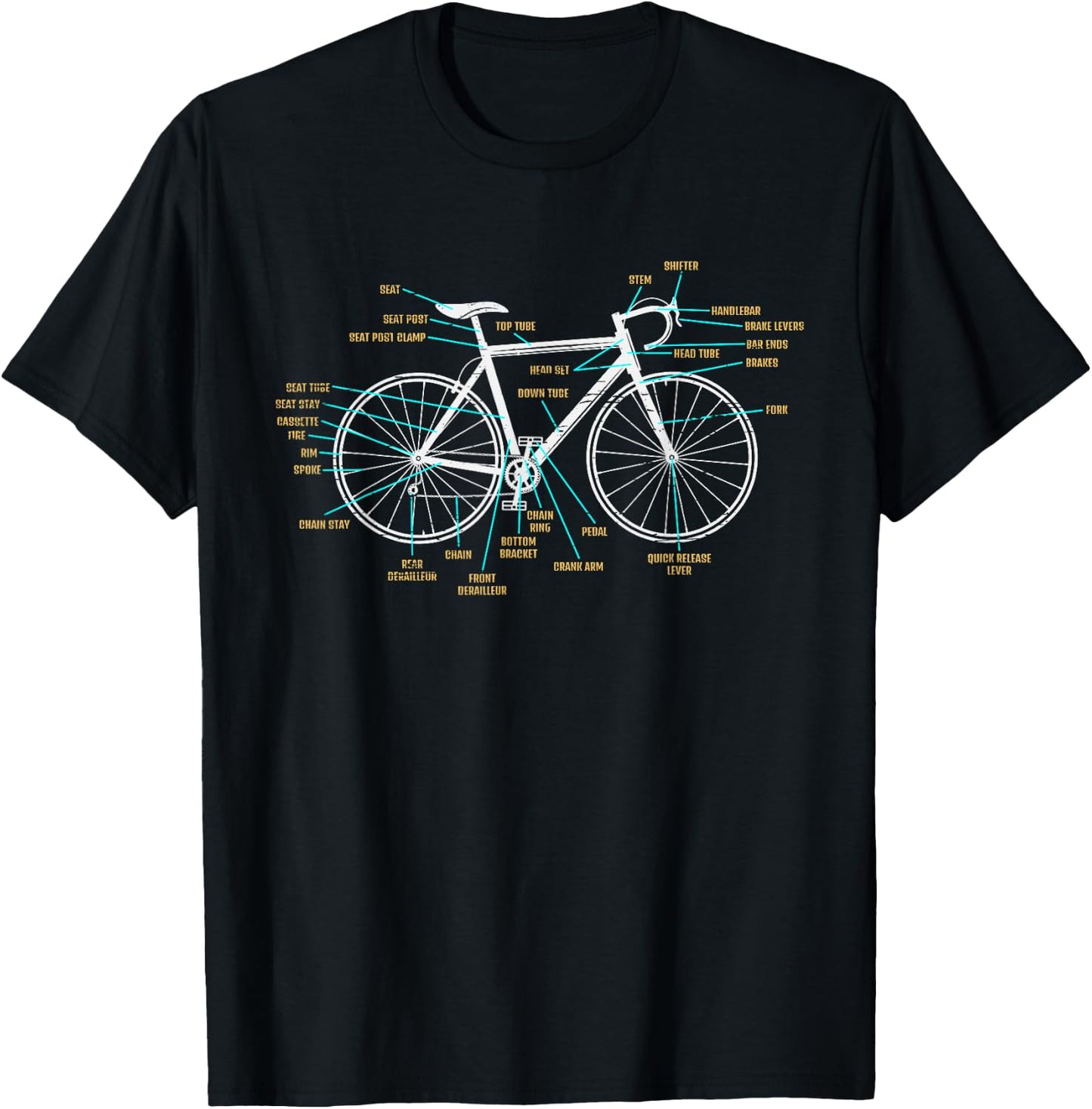 Bicycle Anatomy Road Bike Cycling T-Shirt - T-Shirt | Black
