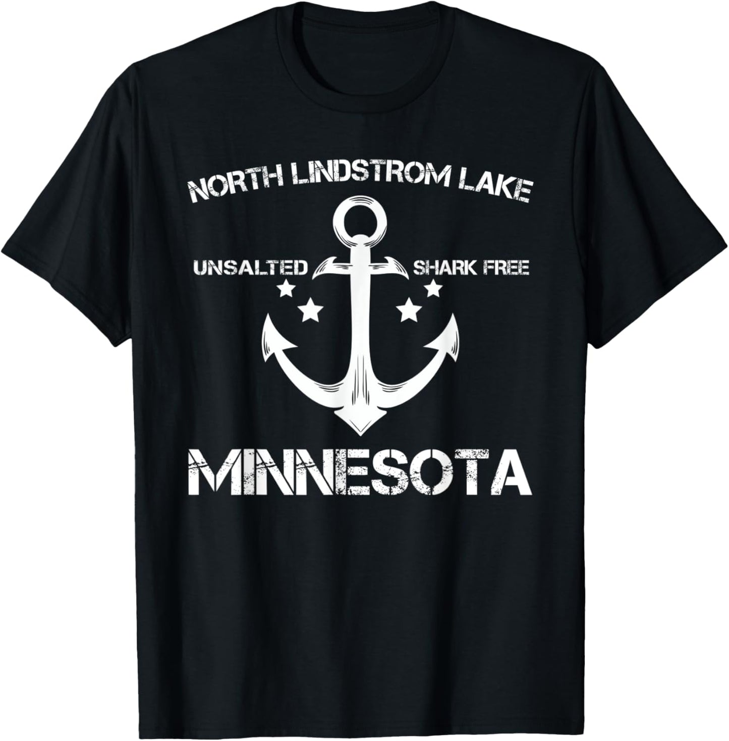 NORTH LINDSTROM LAKE MINNESOTA Funny Fishing Camping Gift T-Shirt - T-Shirt | Black