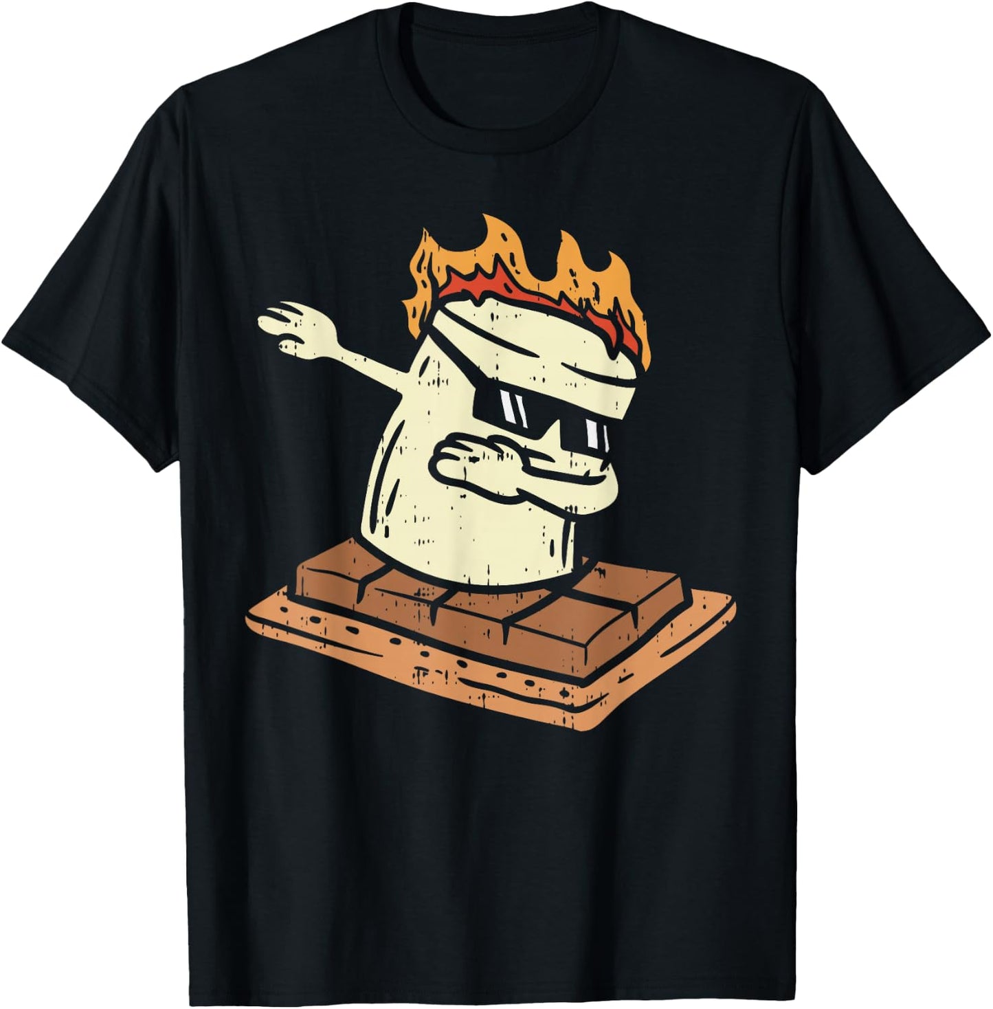 Dabbing Smore Marshmallow Cute Dab Dance Camping Camper Gift T-Shirt - T-Shirt | Black