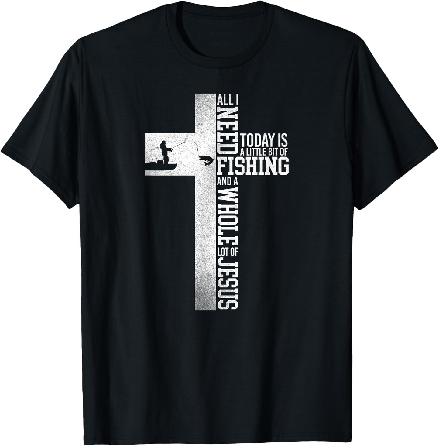 Fishing Faith Jesus Cross T-Shirt - T-Shirt | Black