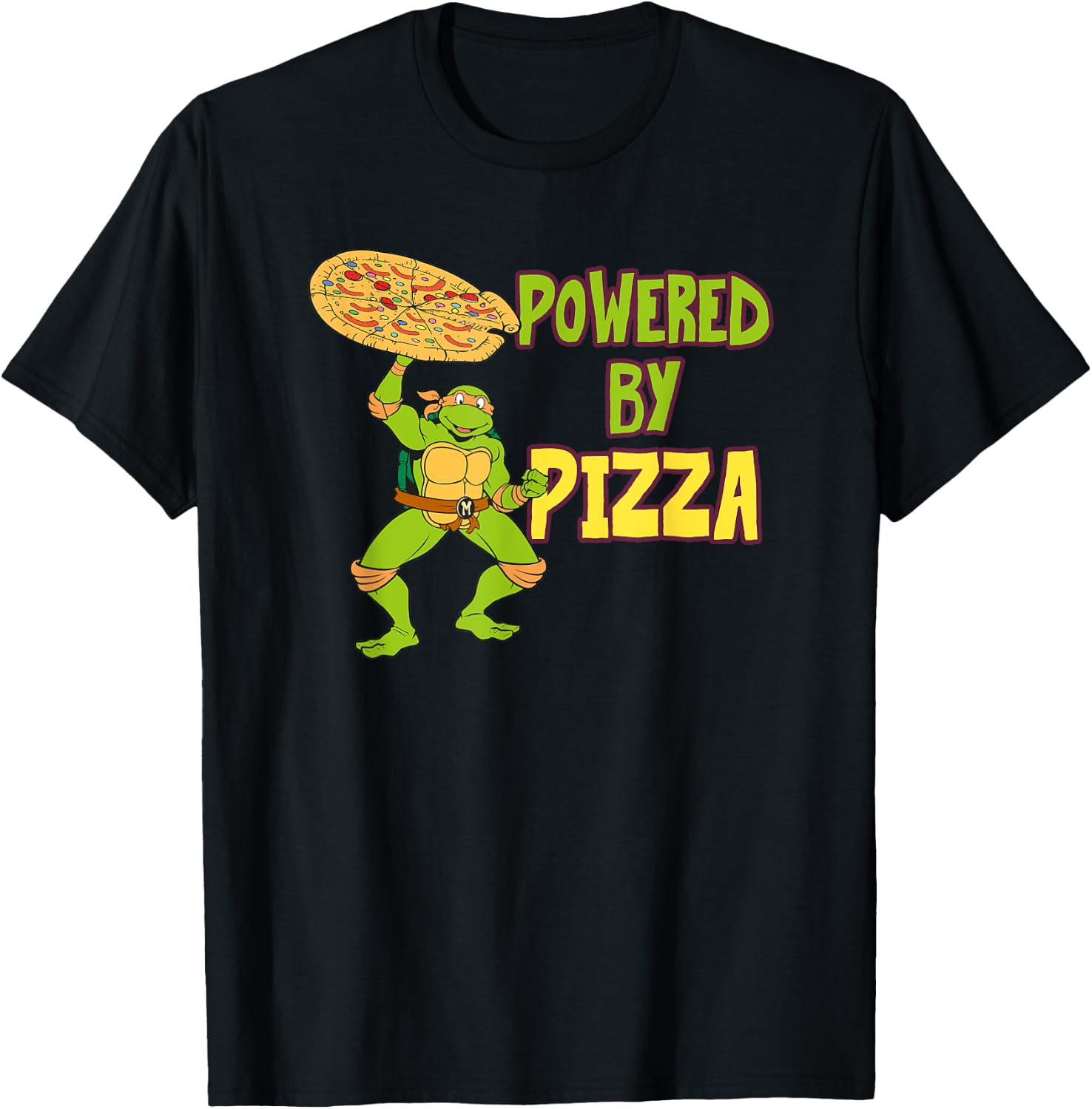 Michelangelo - Powered by Pizza T-Shirt - T-Shirt | Black