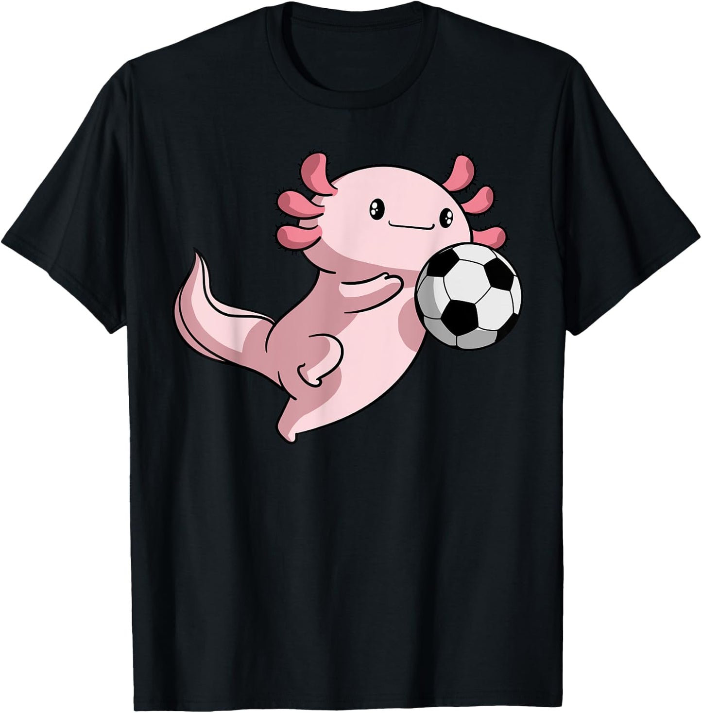 Kawaii Axolotl Pun Funny Soccer Player T-Shirt - T-Shirt | Black